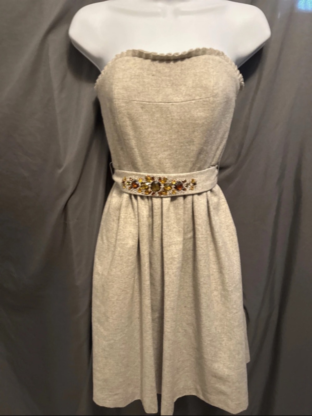 Banana Republic Strapless Cream Dress with Jeweled Waist